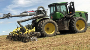 Drag line manure system in field